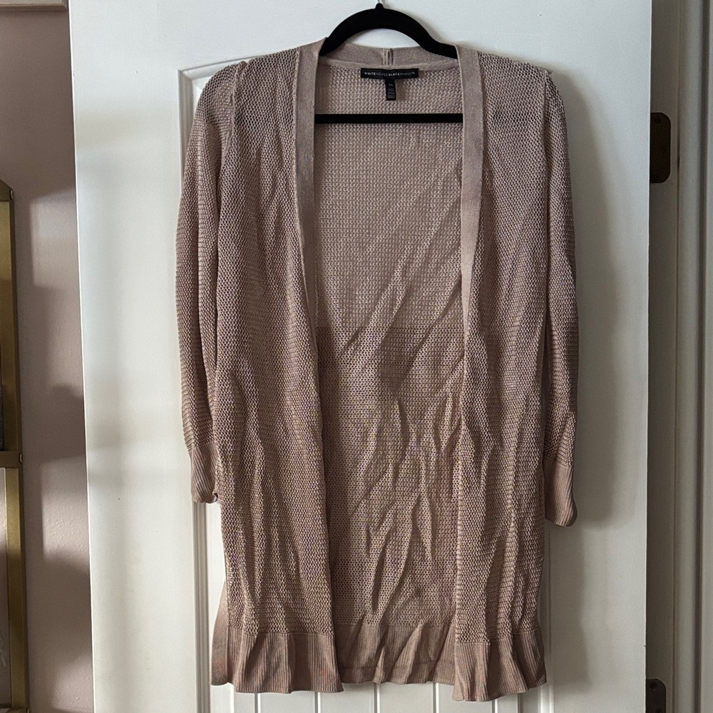 White House Black Market Beige Open-Front Cardigan